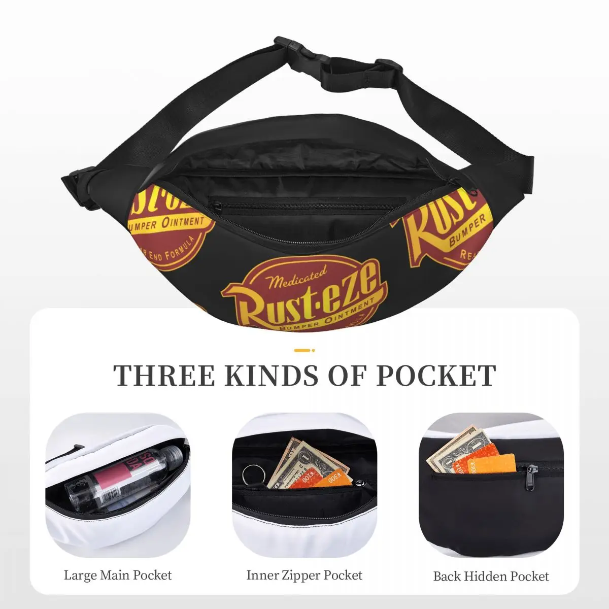 Rust-eze Logo Unisex Waist Bag Multifunction Sling Crossbody Bags Chest Bags Short Trip Waist Pack