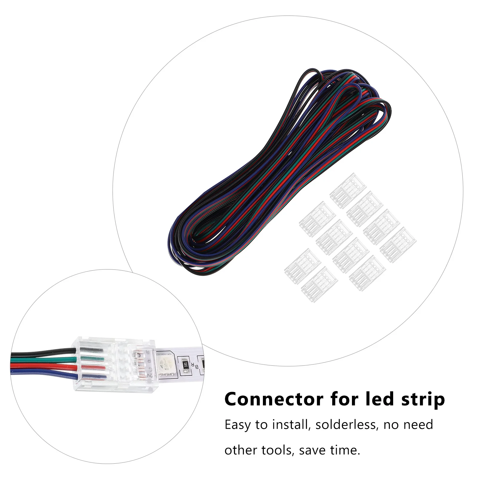 

10Pcs Rgb LED Strip Connector 4 Pin 10Mm Transparent Housing Solderless LED Light Connectors for DIY Projects Rgb Connector
