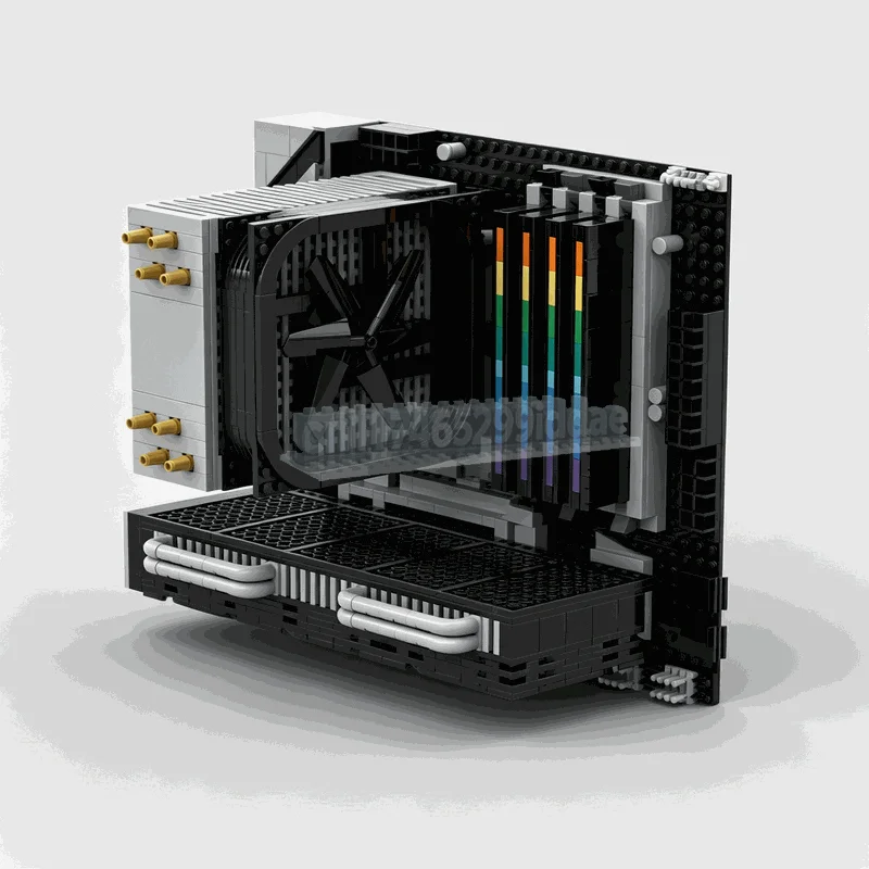 1660PCS MOC RGB Gaming PC Computer Case Component Model Custom Bricks DIY Creative Technical Assembly Collection Display Gifts