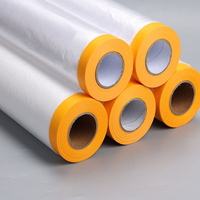 20m Pre-Taped Masking Film, Clear Plastic Sheeting Plastic Drop Cloths For Painting, Automotive Appliance, Plastic Sheeting Cove