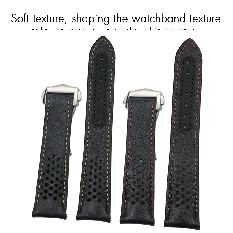 20mm 21mm Curved End Genuine Leather Watchband Fit for Omega Seamaster 300 AT150 Speedmaster 311.92 301.92 Series Watch Strap