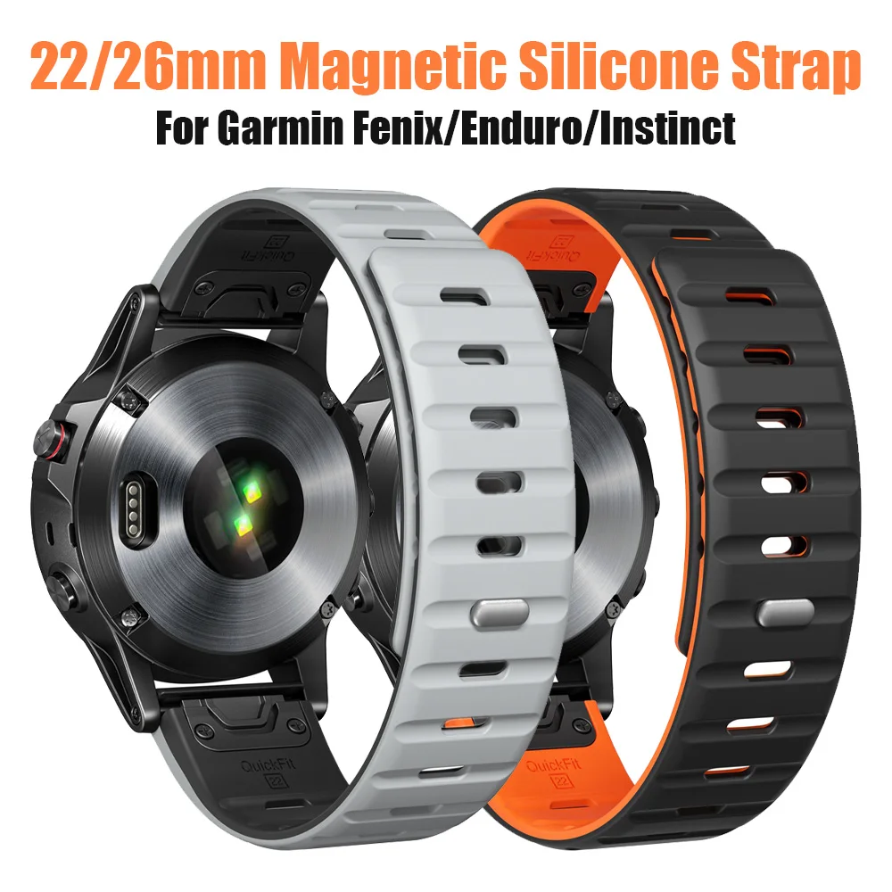 Magnetisches Silikon-Uhrenarmband für Garmin Fenix 8 Pro 8 7 6 5X/Instinct 2X/Enduro 3/Forerunner 970 965 955 Ersatz-Uhrenarmband