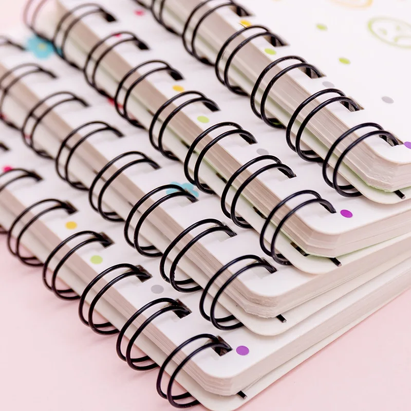 A7 Mini Spiral Notebook Cartoon Cat Notepad Kawaii Personal Diary Planner Horizontal line Notebook School Office Supply 80Sheets