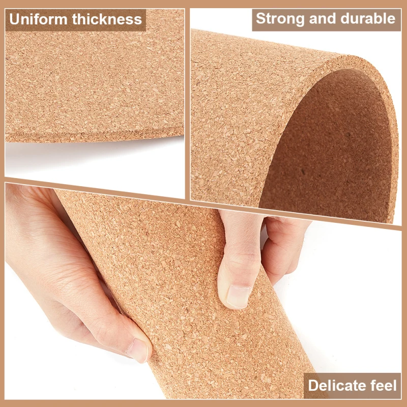 6PCS Cork Sheet Sandy Brown Cork Board Insulated Cork Coasters for Kitchen Hot Pads Coasters and Announcement Backdrops