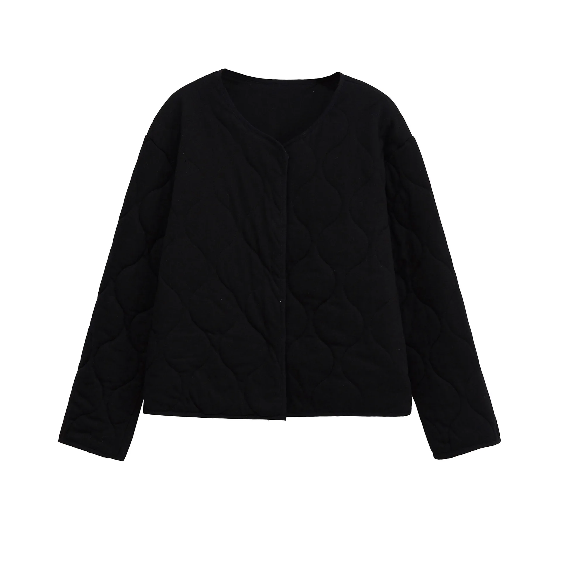 Nowa, uniwersalna kurtka bawełniana z okrągłym dekoltem i diamentami na jesień i zimę 2025, luźna, codzienna kurtka bawełniana, odzież damska.