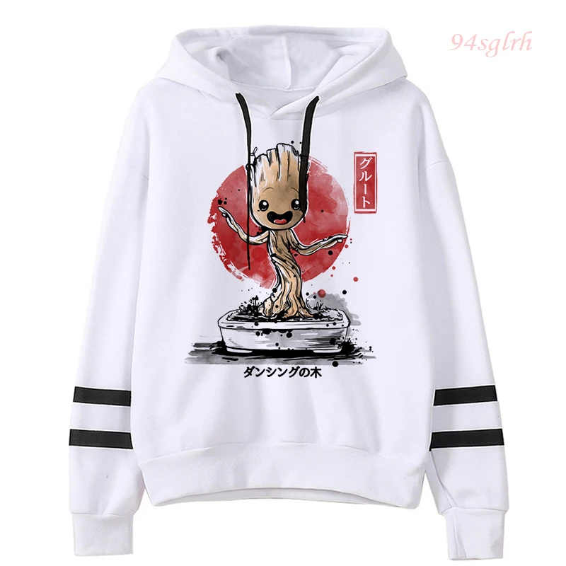 Kawaii groot engraçado dos desenhos animados hoodies feminino eu sou groot impresso gráfico hoodie harajuku moda casual streetwear camisolas