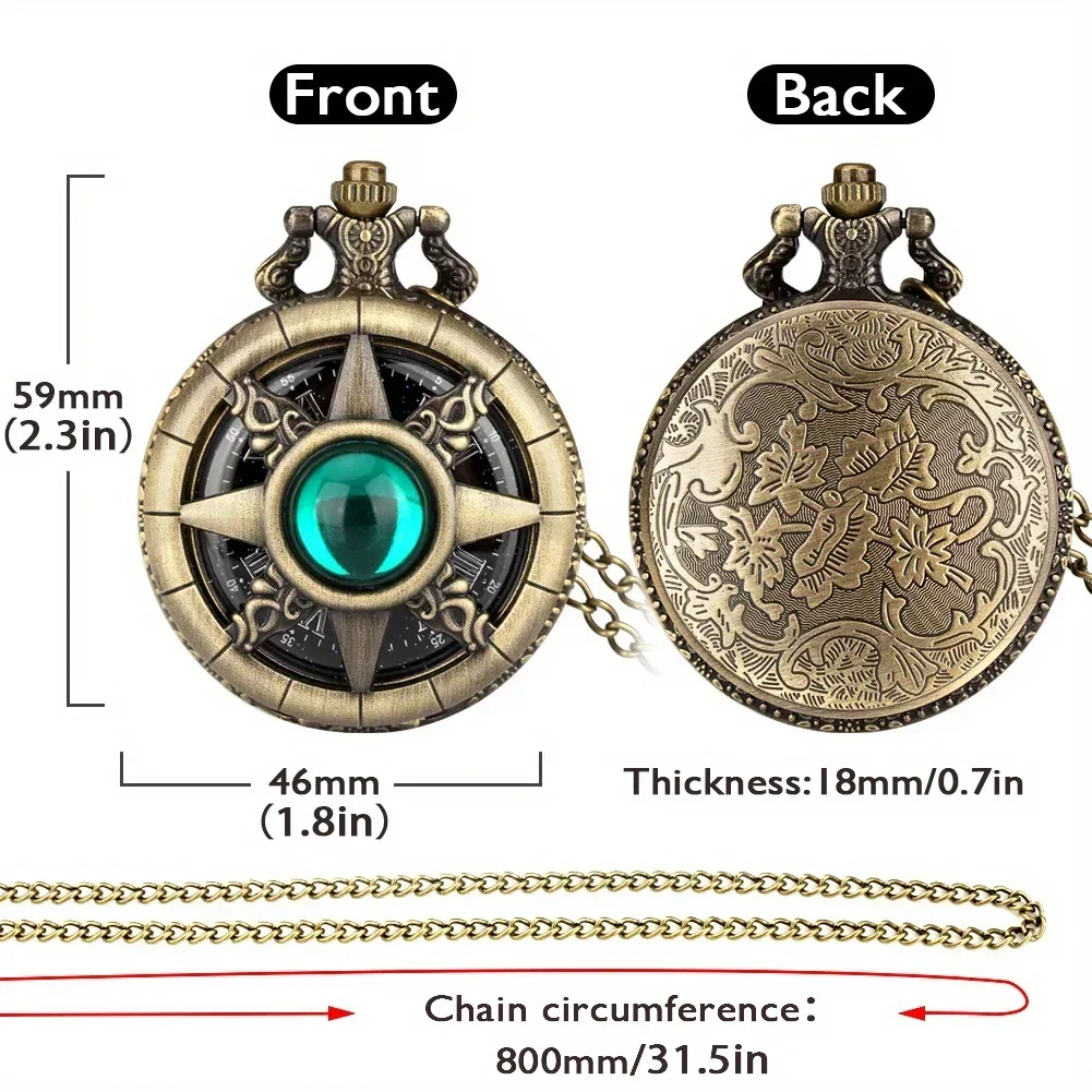 AAABCY2K Cartoon Anime Round Pointer Quartz Watch Vintage Rhinestone Cosplay Necklace Chain Watch For Women Men Collector Gift