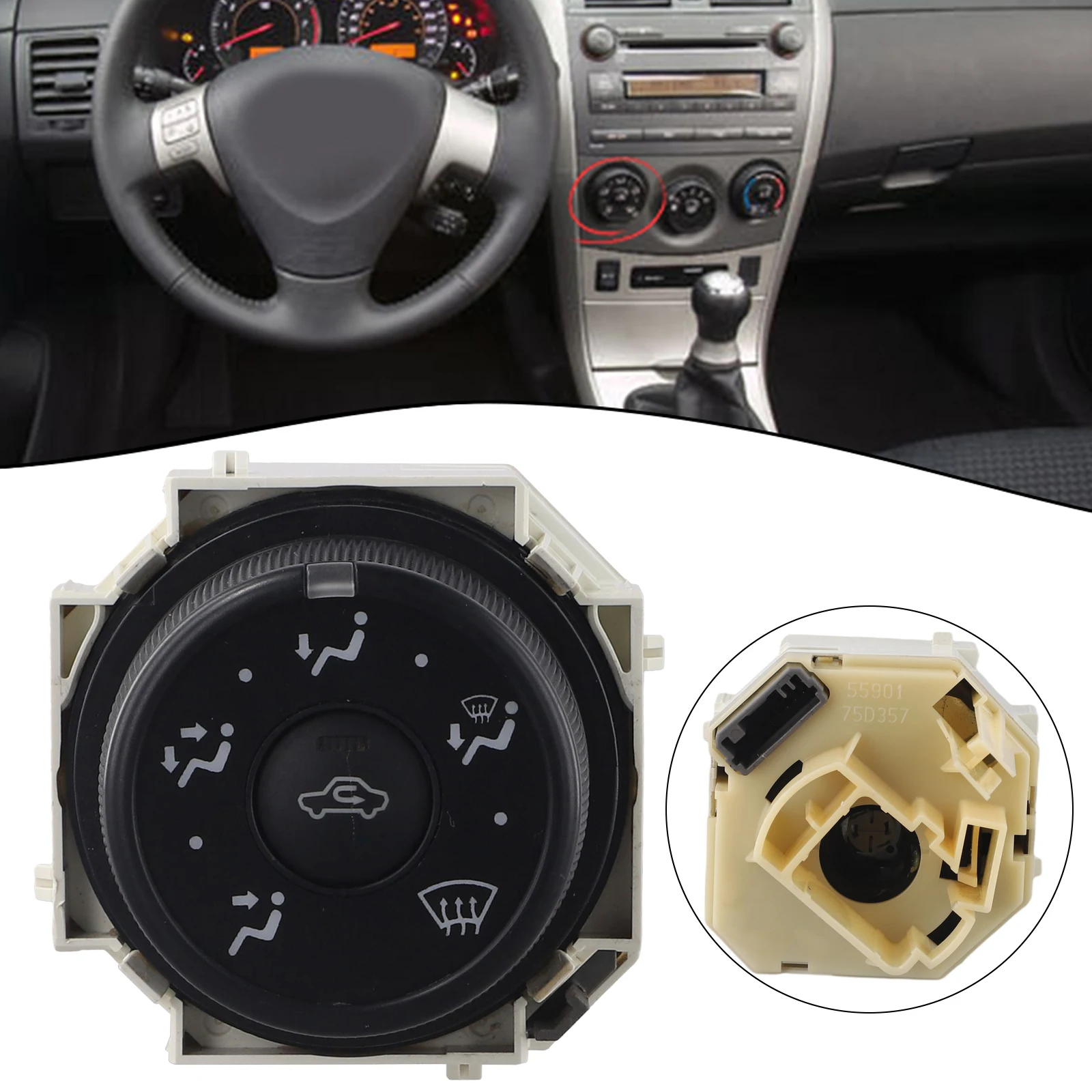 

For Toyota Corolla 2009-2013 Car Accessories Air Condition Knob Car Interior Upgrade Black Direct Installation