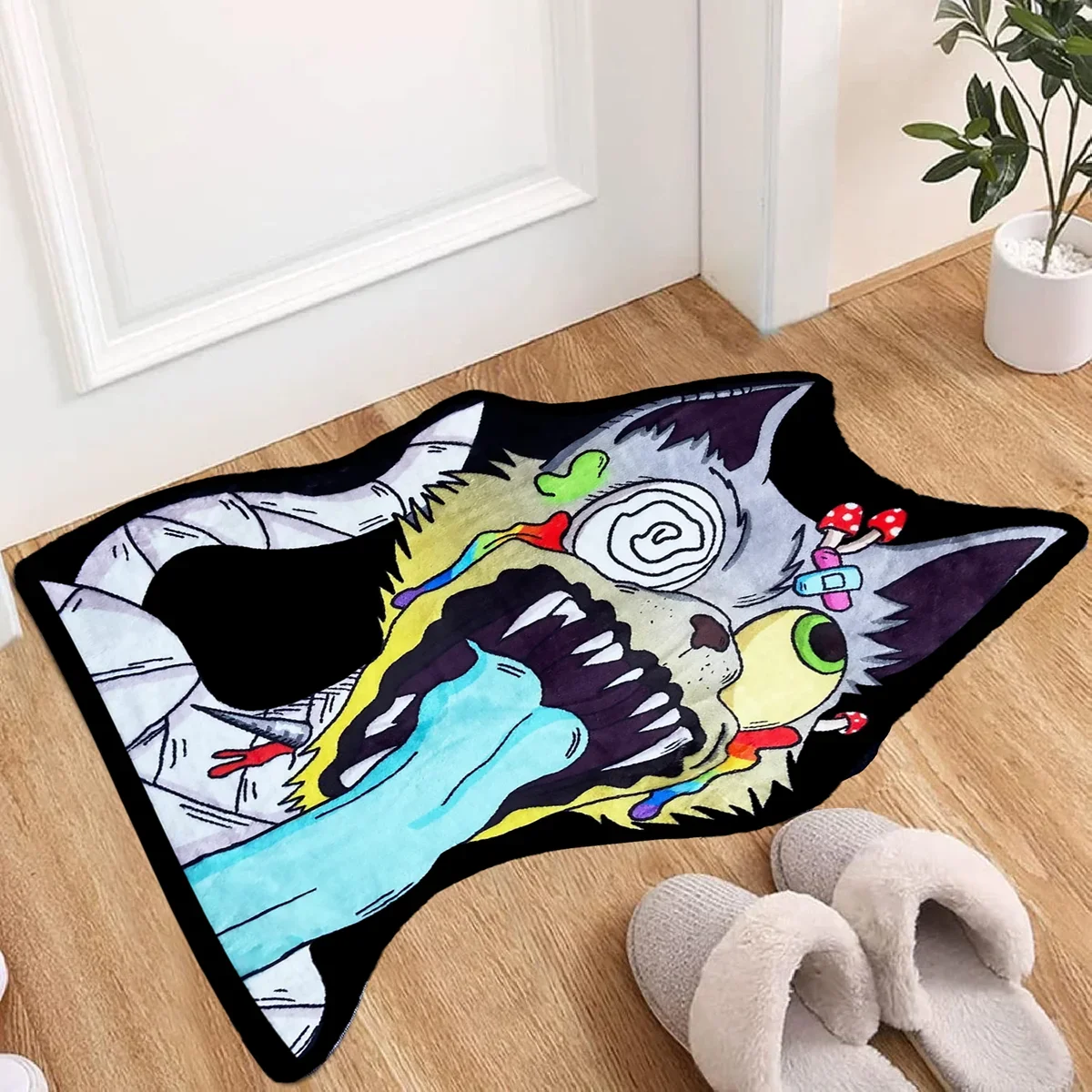 Creative Area Rugs Funny Evil Monster Cat Irregular Cartoon Rug Handmade Carpet for Home Decor Bar Party Business Shop,Etc.