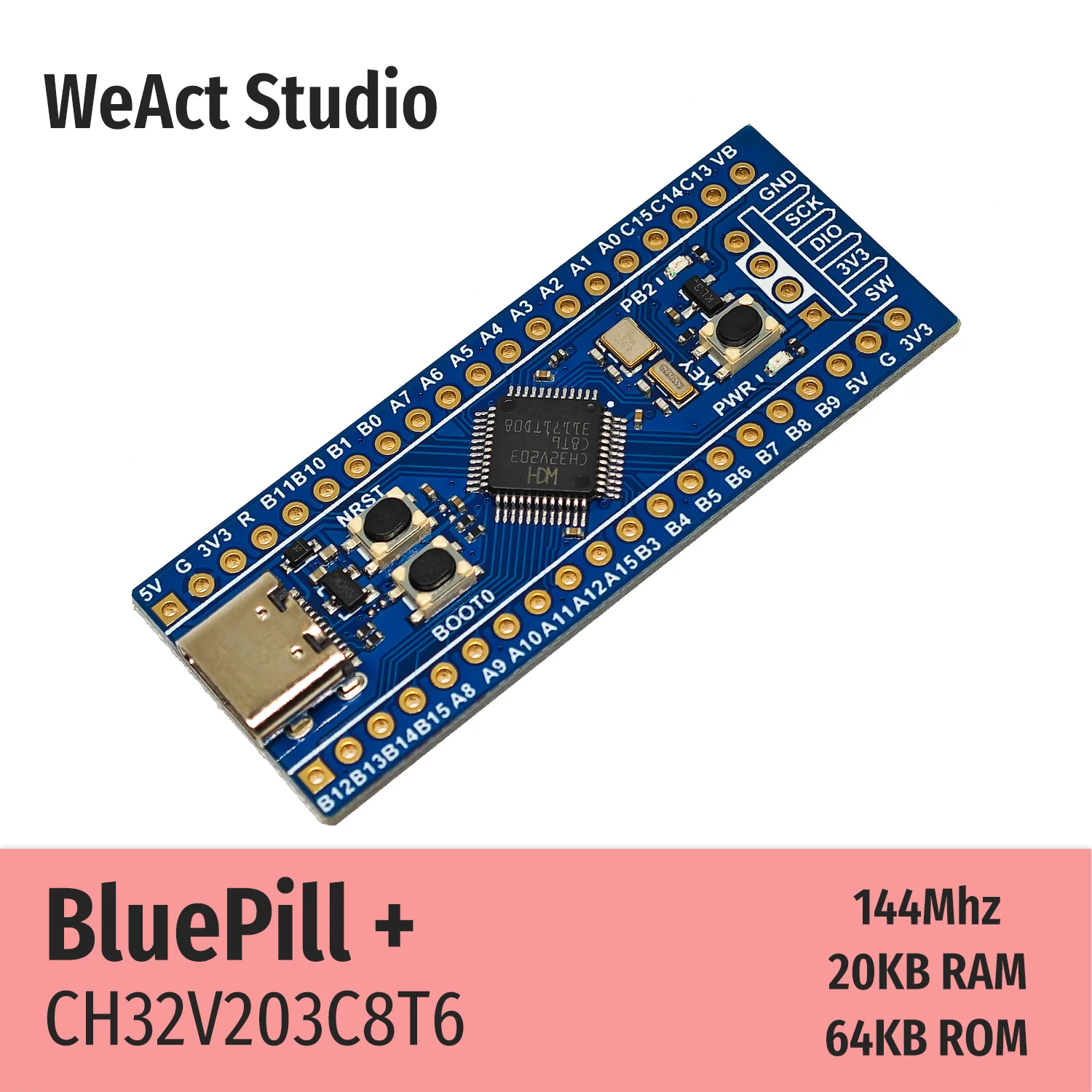 WeAct CH32V203C8T6 CH32V203 CH32V2 CH32 RISC-V Low-Power Core Board Demo Board