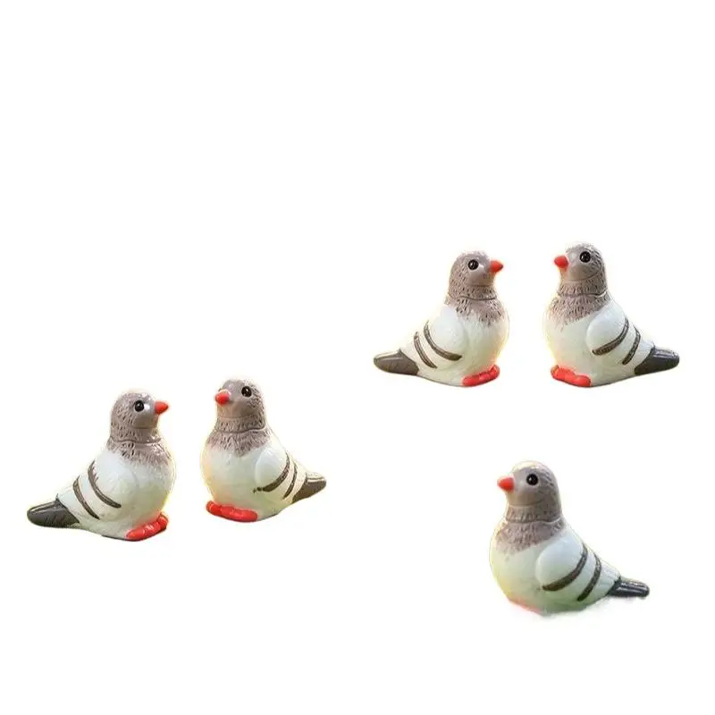 5pcs Mini Simulated Pigeon Resin Ornament Cartoon Bird Landscape Accessory for DIY Handmade Jewelry Charm and Decor DIY Craft