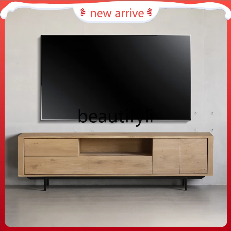 D2520 Nordic TV cabinet wabi sand solid wood living room color