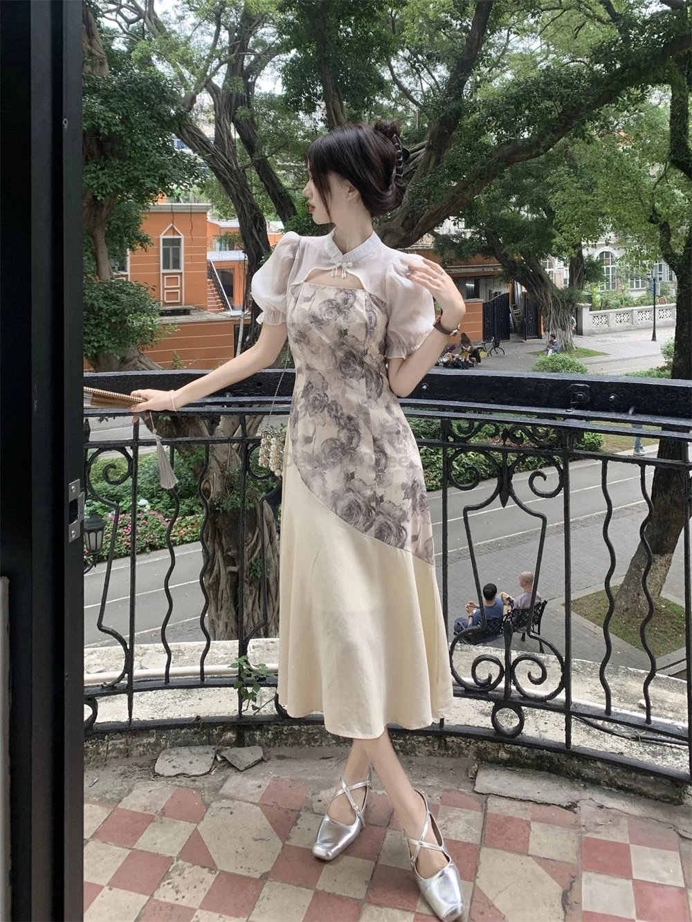 فستان تشيباو الصيني المحسن العصري لعام 2025، حبر عتيق مطبوع، مزاج أنيق من تشيباو، شيونغسام #6