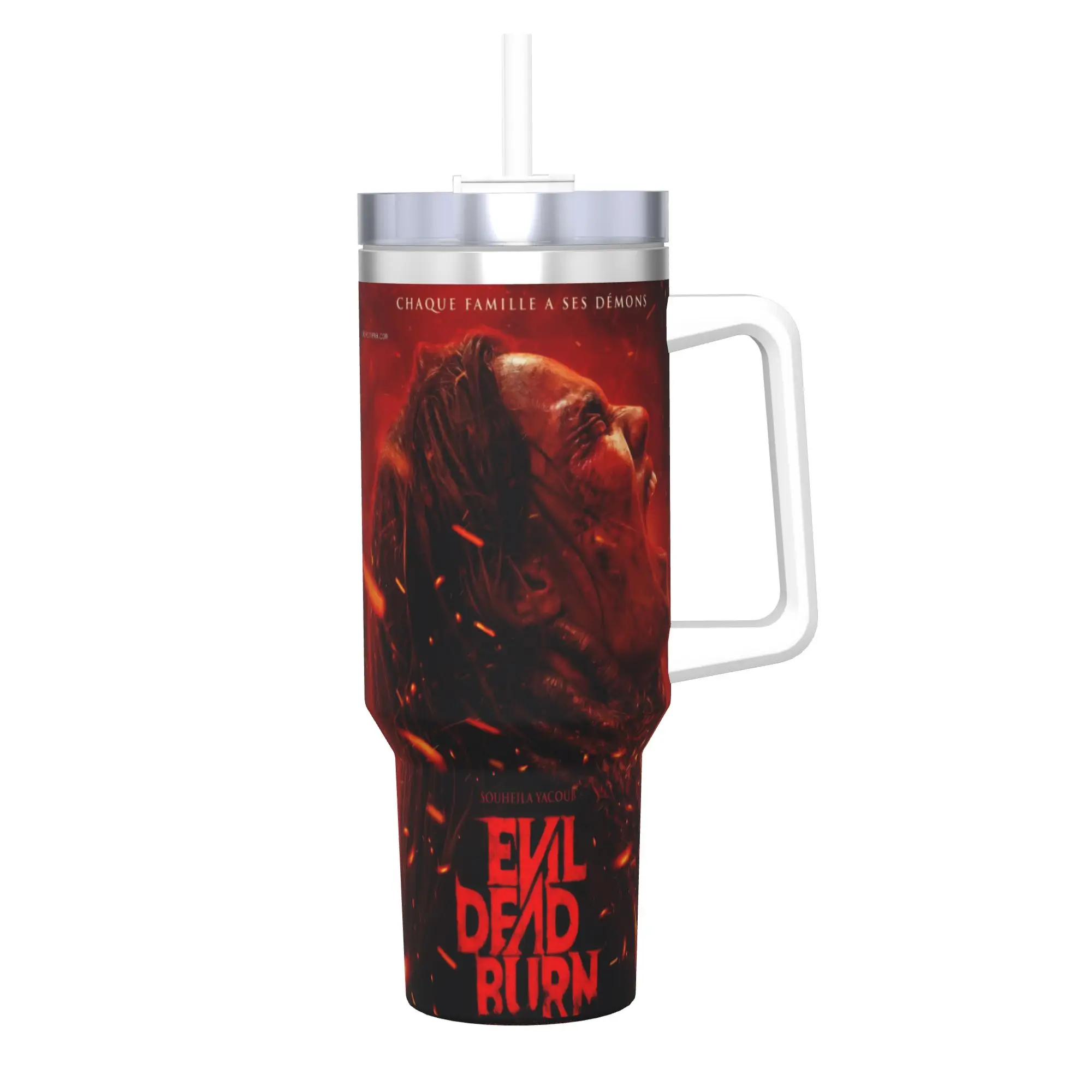 Evil Dead Burn Tumbler With Straw  Stainless Steel Mug Cups Double Wall Vacuum Insulated for Cold Or Hot 40oz