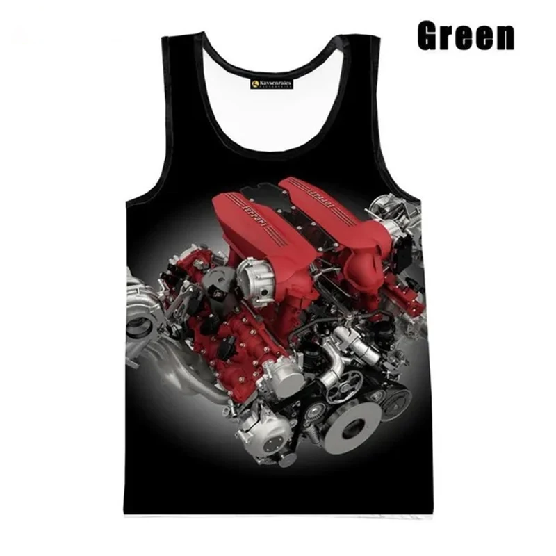 

3D Print Engine Pattern Tank Tops For Men Women Summer Casual Sleeveless Tee Shirt Streetwear Camiseta Gym Clothing Men