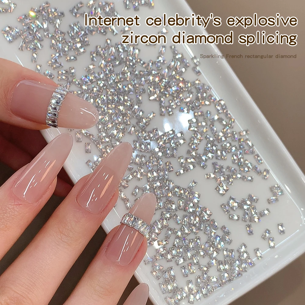 KANIU Square Zircon Nail Art Decorations Champagne Or White Flat  Bottom Diamond For Nails Decoration Manicure Supplies Material