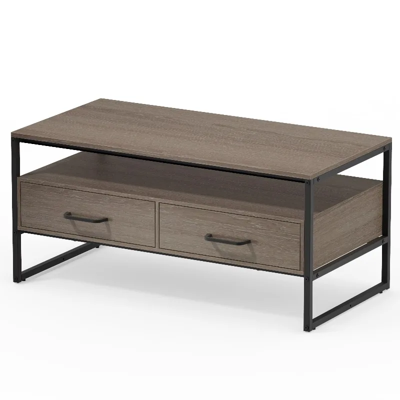 

Промышленный фермерский дом, простой современный журнальный столик с универсальным хранилищем, вневременной дизайн, деревянная мебель для гостиной