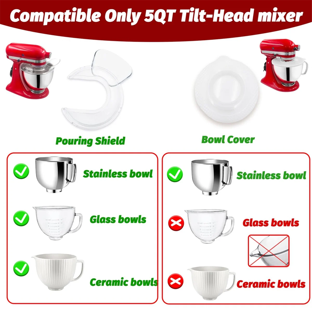 Щит FZFZ и крышки чаши миксера для чаши из нержавеющей стали емкостью 4,5–5 литров, крышки чаши миксера на подставке