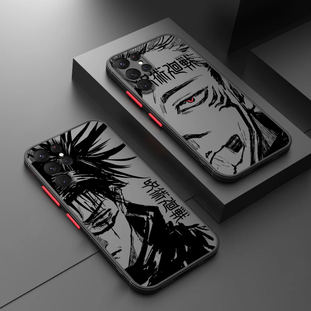 J-ujutsu K-aisens Anime For Samsung Galaxy S23 S22 S21 S20 FE Ultra Plus S10 Lite 5G Frosted Translucent Phone Case