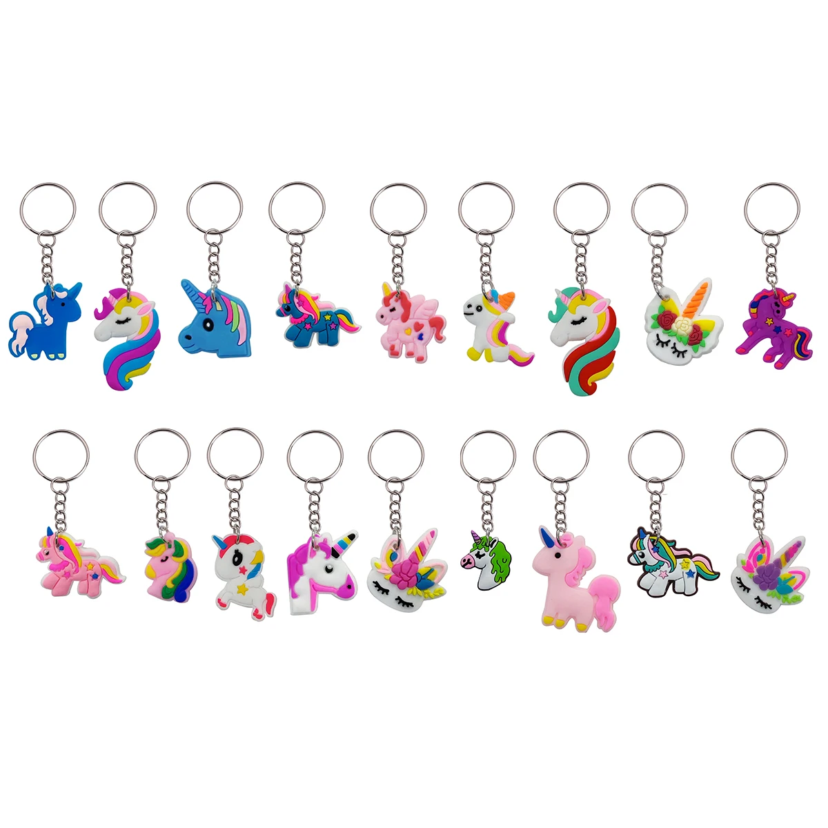 18 Stück niedliche Pferde-Einhorn-Schlüsselanhänger, Cartoon-Tier-Schlüsselringe, modische Dekoration, Accessoires für Geldbörsen und Taschen, ideales Geschenk für Feiertage und Partys – Detail 2