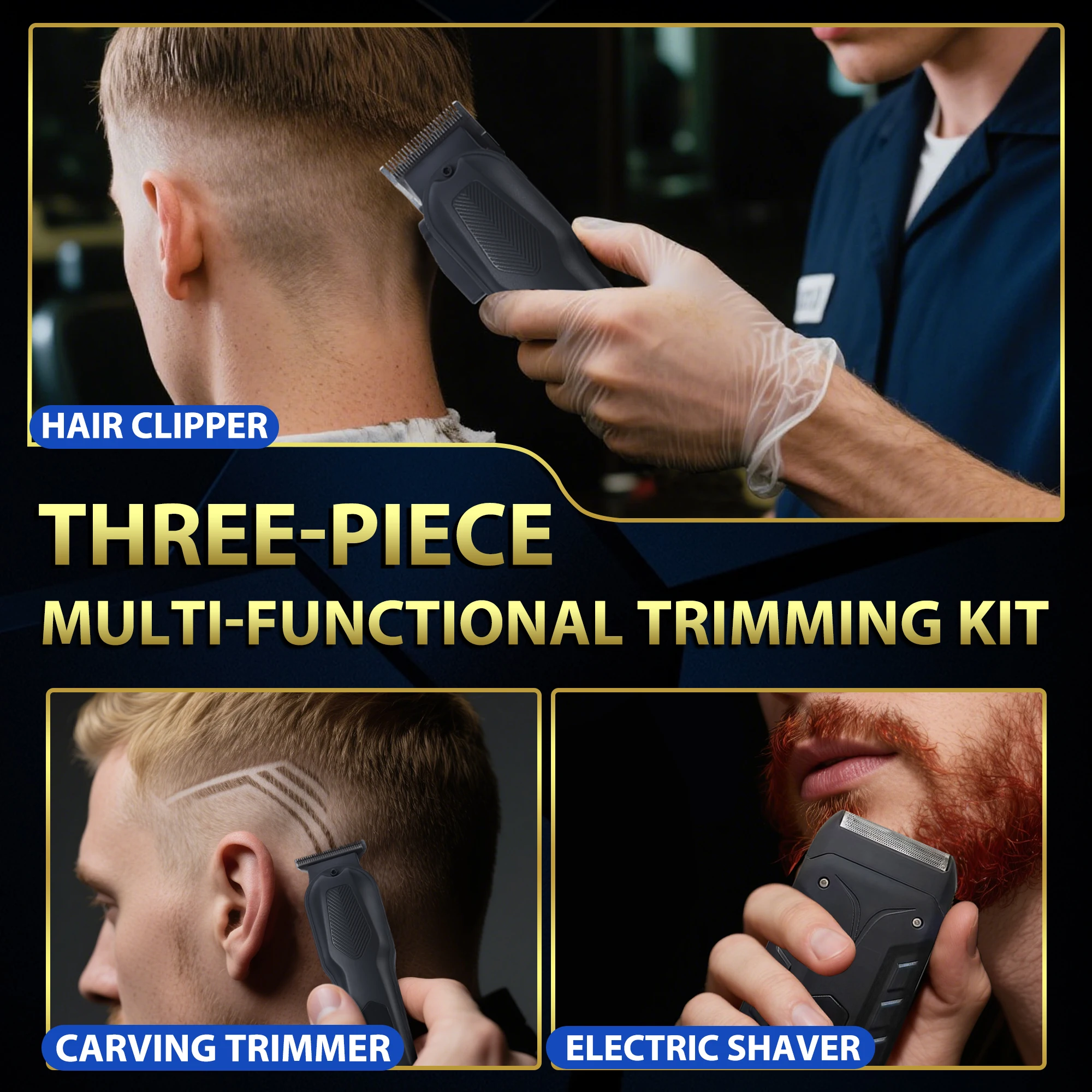 3PCS LCD Screen Hair Clipper Set High Power Portable Cordless Hair Clipper Professional Electric Shaver for Men Shaving Trimmer - view 6