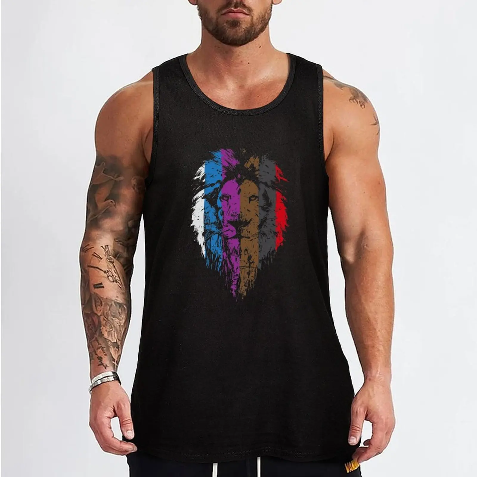 BJJ Belt Rank Lion Face for Jiu Jitsu Tank Top Summer Print Tank Top Beach Graphic Sleeveless Top view 2