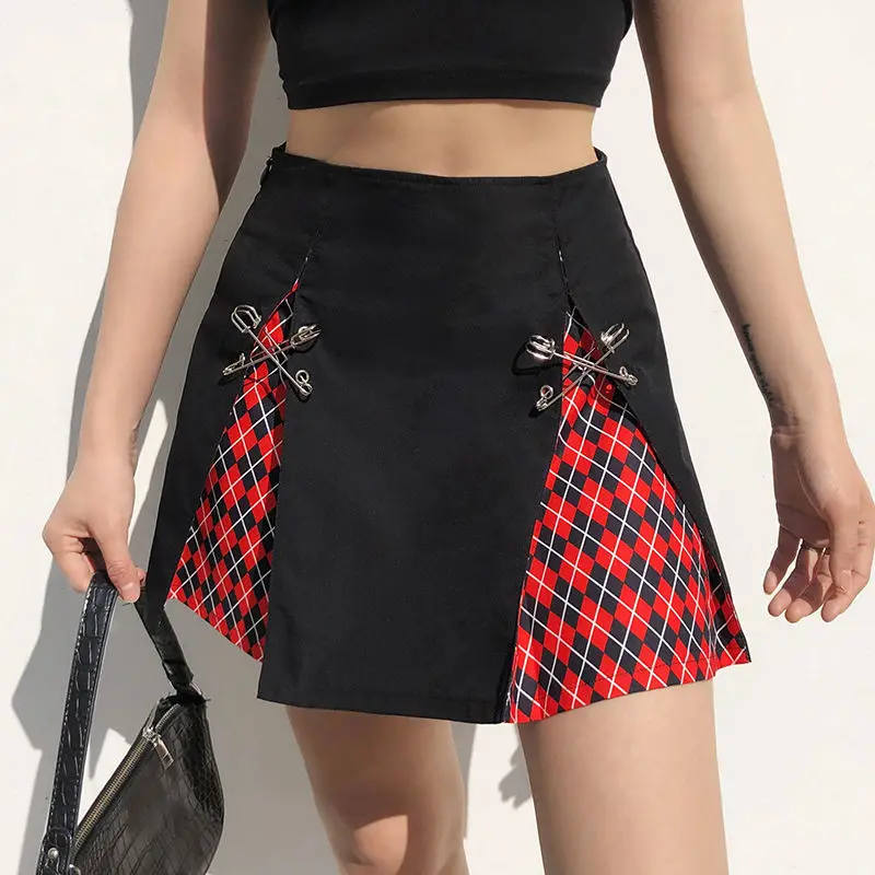 

Y2k Sexy Skirt Cosplay Goth Faldas Vintage Kawaii Cute Accessories Plaid High Waist Skirts Women 2023 Dark Academia Punk Gothic