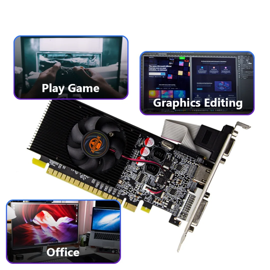 AIBOMAN GT210 1GB بطاقة رسومات الكمبيوتر GDDR3 HDCP جاهزة PCI-E 1.1x16 ملحقات تجميع الكمبيوتر 589MHz GPU على مدار الساعة #6