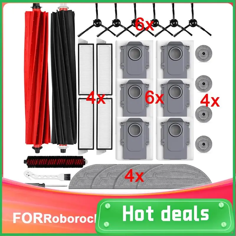

AC62-Accessories Kit For Roborock S8 Maxv Ultra Robot Vacuum,Main Brushes,Dust Bags, Mop Cloths, Edge Mop Cloths,Filters