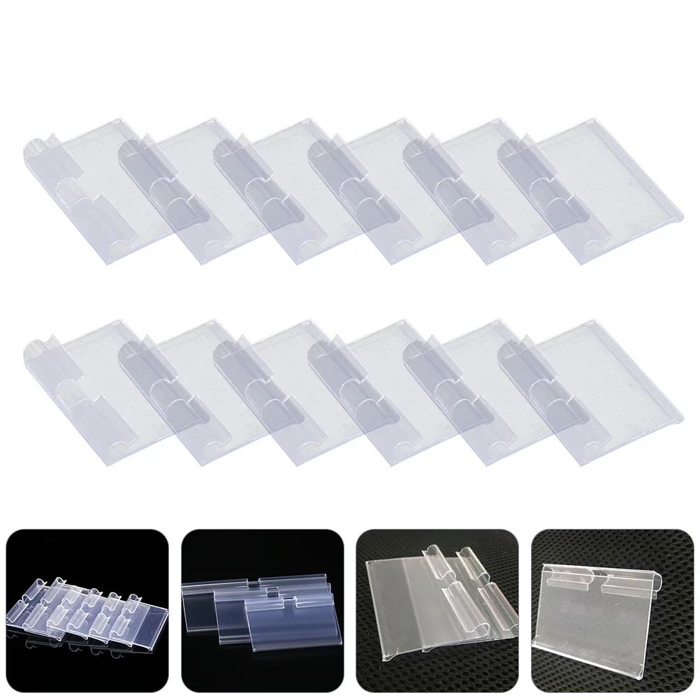 

30pcs Transparent Plastic Price Tags Shelf Label Holders Supermarket Merchandise Display Stands For Goods Price Tag Labels Hook