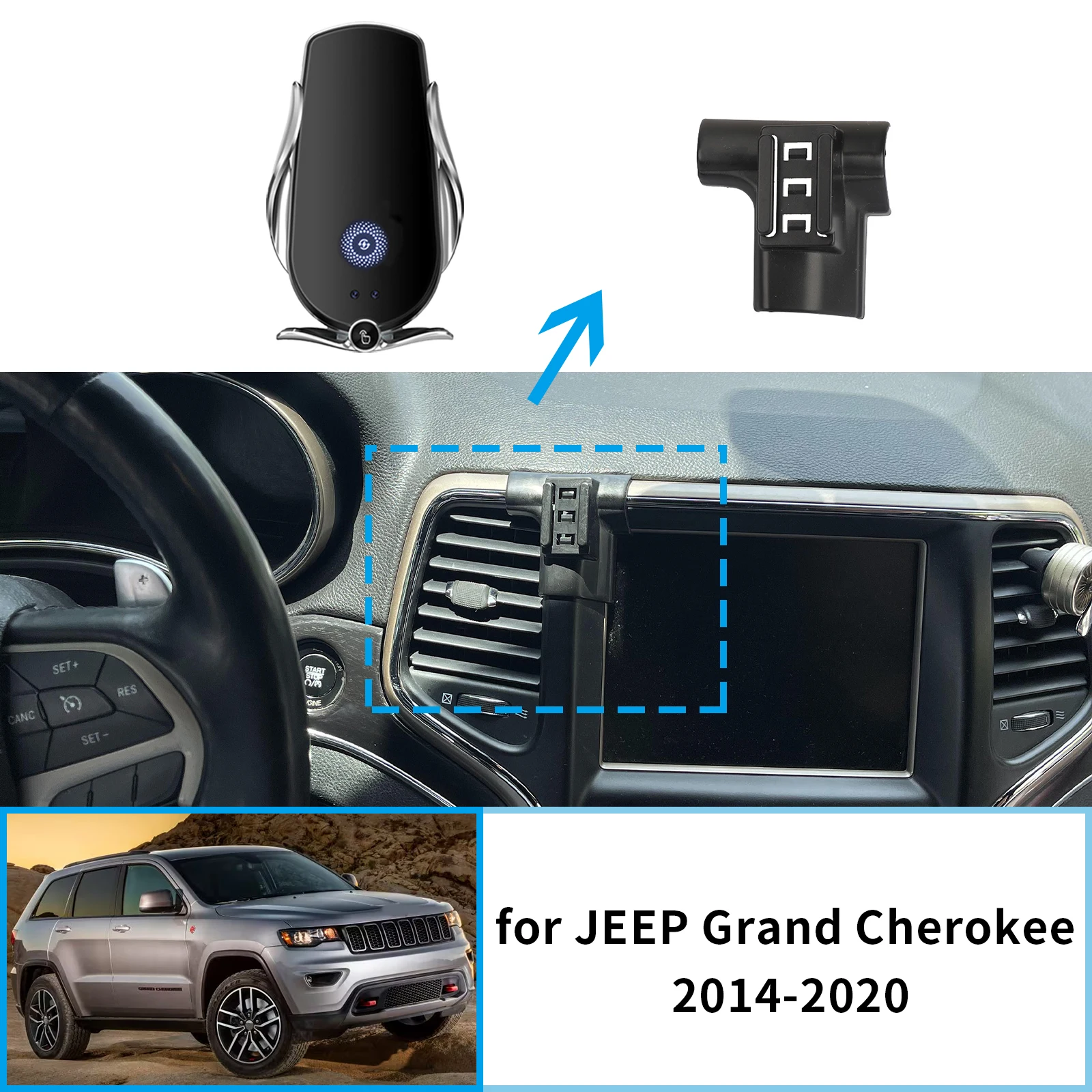

Car Mobile Phone Holder for JEEP Grand Cherokee 2014~2020 GPS Bracket Navigation Stand Auto Accessories