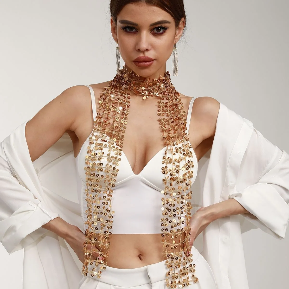 

Hot-selling New Fashion Sequined Versatile Scarf European and American Women's Trendy Personalized Hollow-out