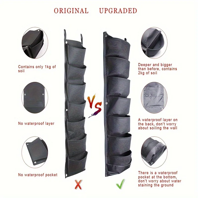 2Pcs 7 Pocket Waterproof Wall  - огляд і ціна Vertical Planter