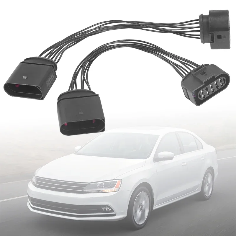 2Pcs Xenon HID Headlight Wiring Harness 14 to 10 Pin Connector Plug Adapter Wire Harness for VW Jetta 2015 1J0 973 737 1J0973737