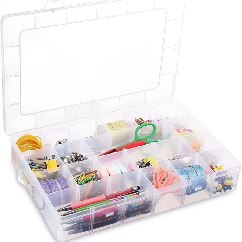 

24 Grids Clear Plastic Storage Box Adjustable Dividers Cases for Storing Metal Parts Screws Jewelry Beads and Fishing Gears