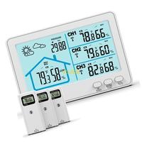 40JE Expandable 3 Sensors Weather Stations Wireless Temperature Humidness Monitors 33ft Transmission Ranges Color Display for