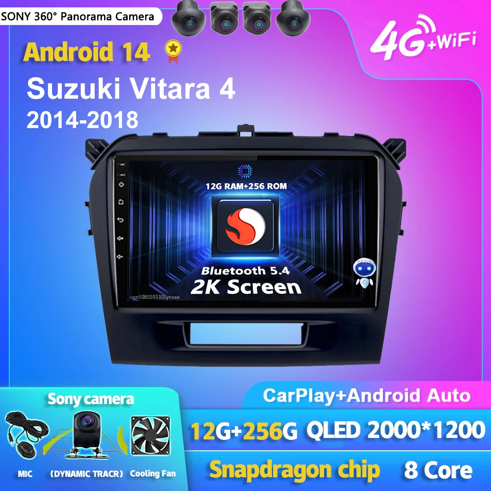 

Android 14 Carplay Auto 2K Screen Car Radio BT Multimedia Player For Suzuki Vitara 4 2014 - 2018 Autoradio GPS Stereo Head Unit