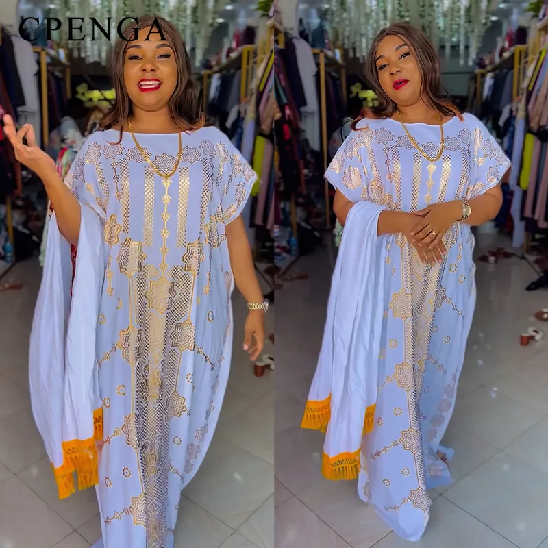 

Print African Maxi Dress for Women with Headtie Elegant Lady Wedding Evening Party Dresses Plus Size Africa Dashiki Kaftan Robe