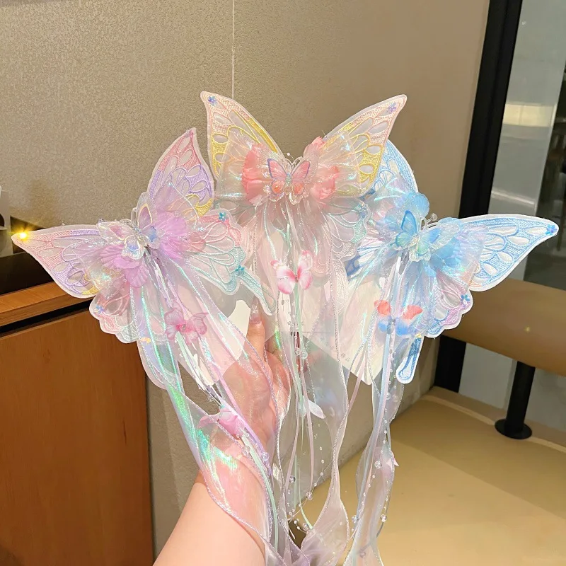 

Baby Big Butterfly Hair Clips for Girls Ponytail Holder Long Tassels Side Clip Kids Hairgrips Children hairbows Hair Accessories