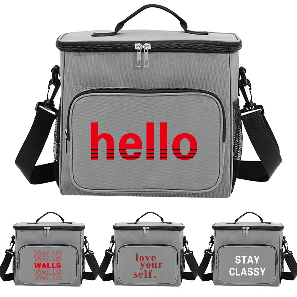 

Compact Food Storage Bag in Grey Color for Adults Thermal Insulated and Hygiene-Friendly Student Lunch Bag Printing Walls Series