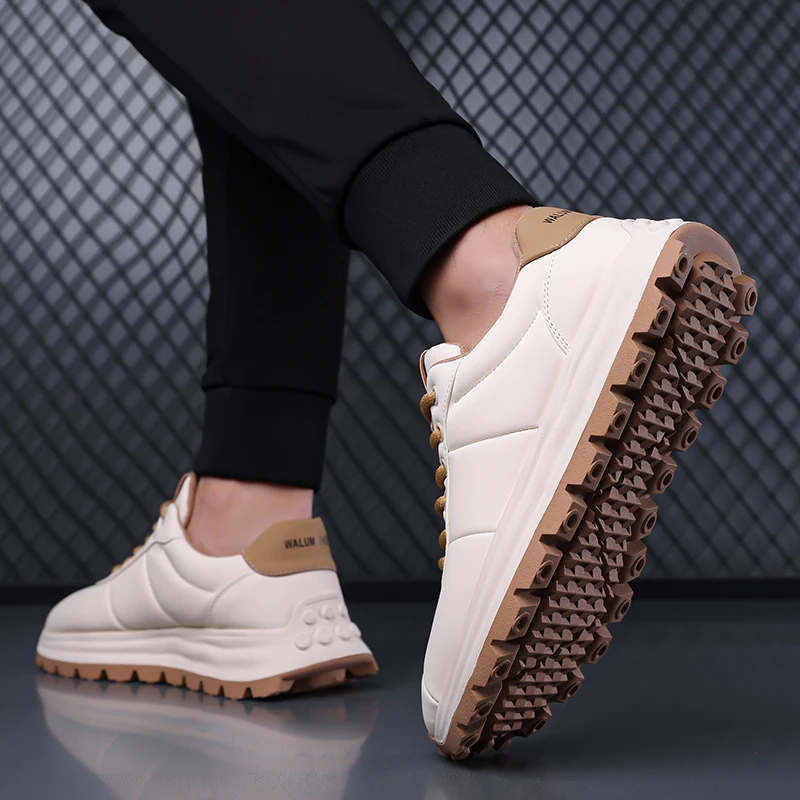 

2025 New High Quality Casual Sneakers Men Patchwork Mixed Colors Lace-Up Round Toe Platform Shoes