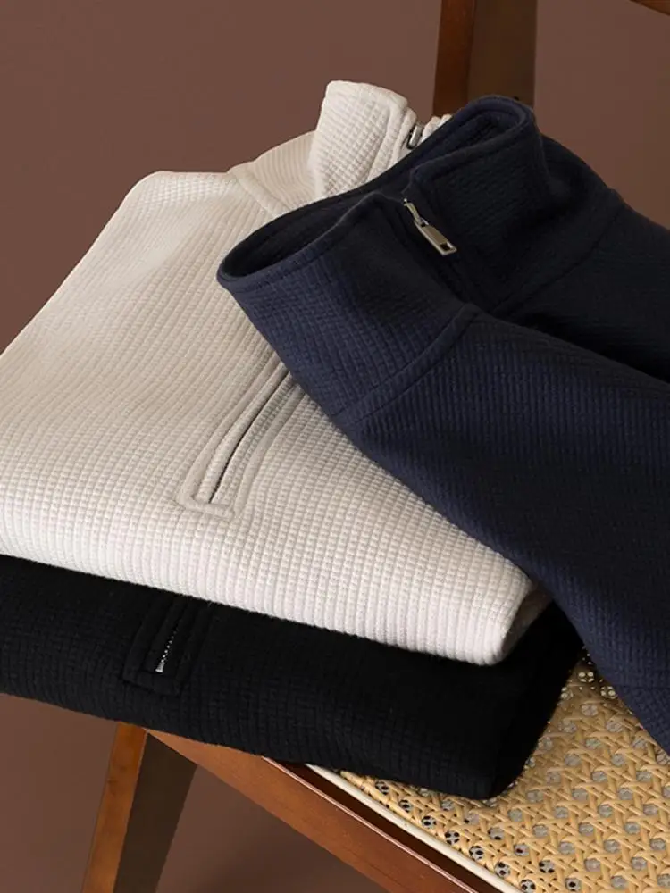 

Итальянская винтажная толстовка высокого качества для мужчин, повседневная, с длинным рукавом, на молнии, универсальная, осенняя, модная, из смесового полиэстера и хлопка