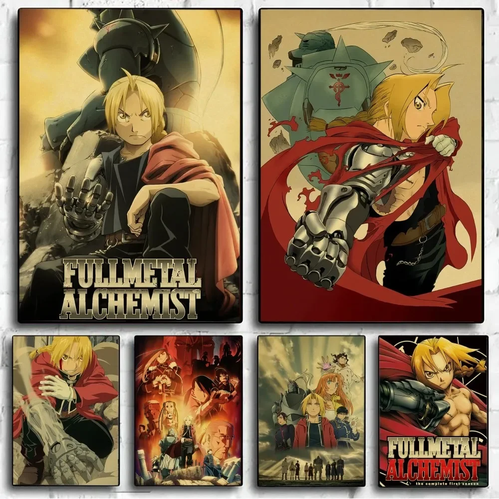 F-Fullmetal A-Alchemist Anime No Framed Poster Kraft Club Bar Paper Vintage Poster Wall Art Painting Bedroom Study Stickers