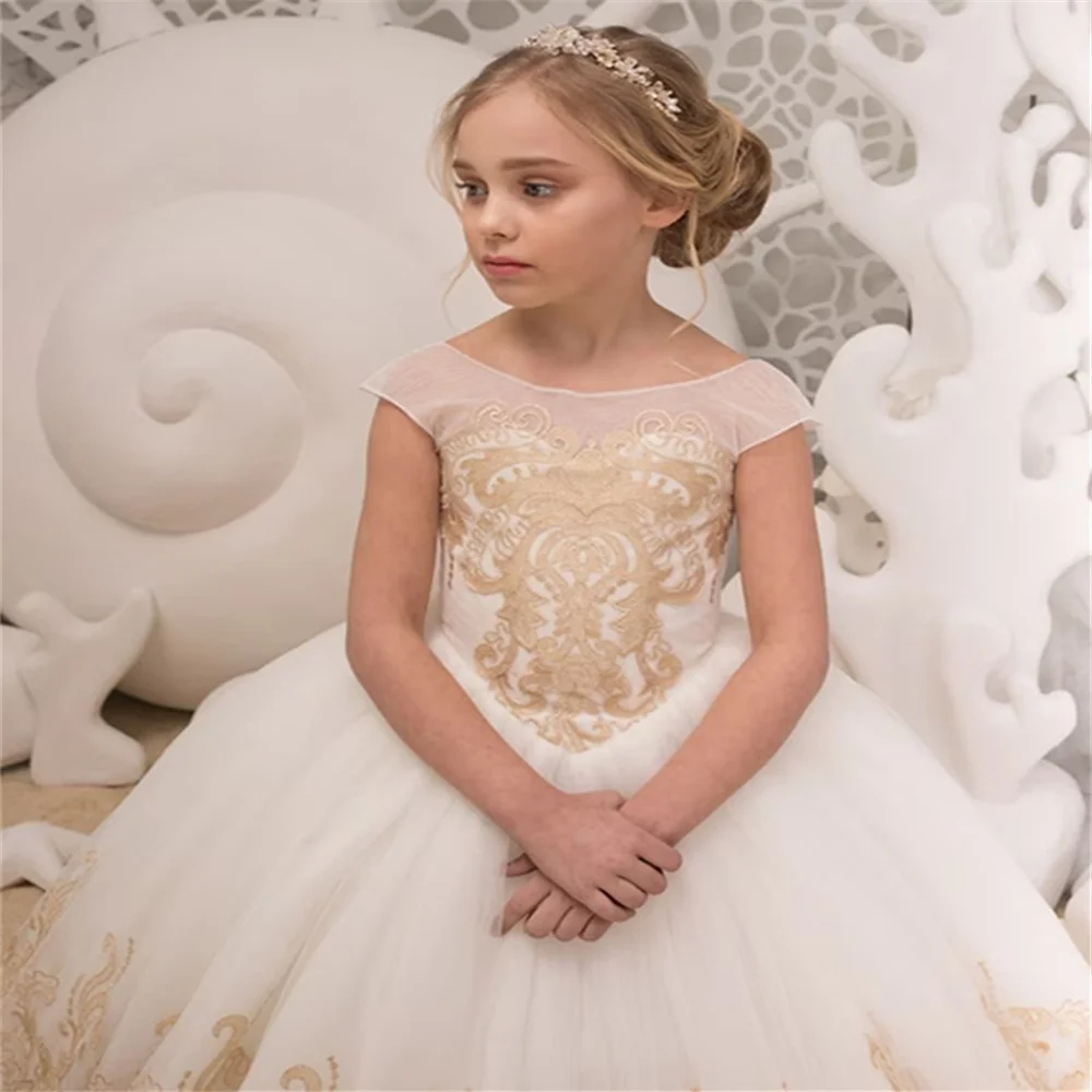 Flower Girl Dress Luxury Appliqu￩s Fluffy Special Occasion Lace Wedding Birthday First Communion Pageant Party Customize