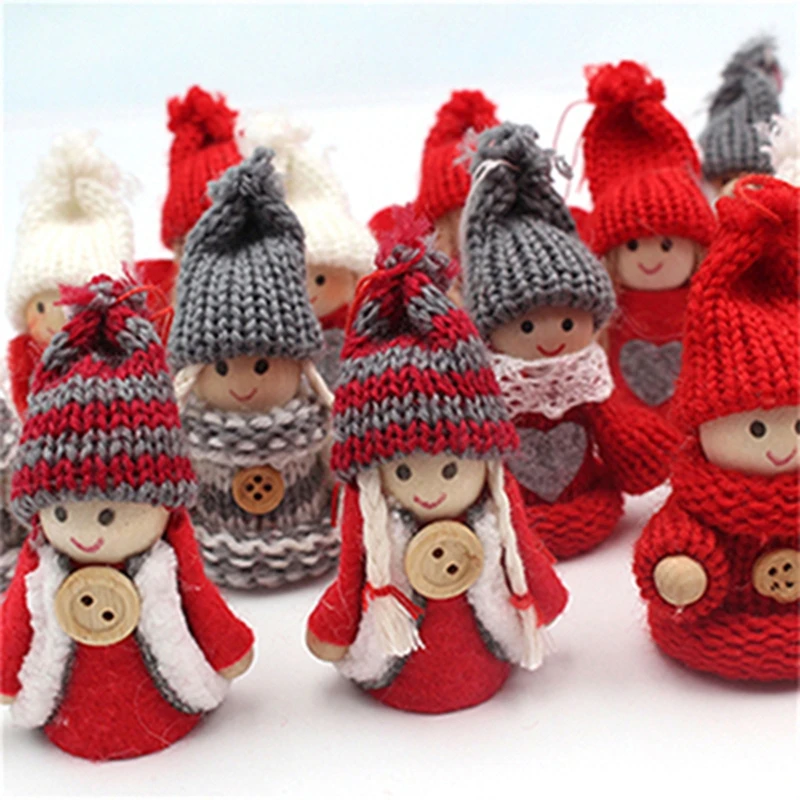 2 Pack Christmas Decorations Mini Figurines Boy & Girl Doll Holiday Ornaments for Rustic Farmhouse Gifts to Kids & Women 87HA
