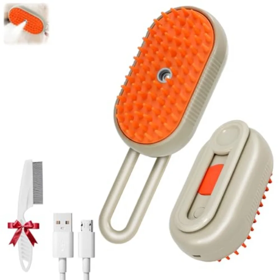 

2025- New cat steam brush 4-in-1 cat steam brush for massaging and cleaning fallen pet hair suitable for cats dogs rabbits and