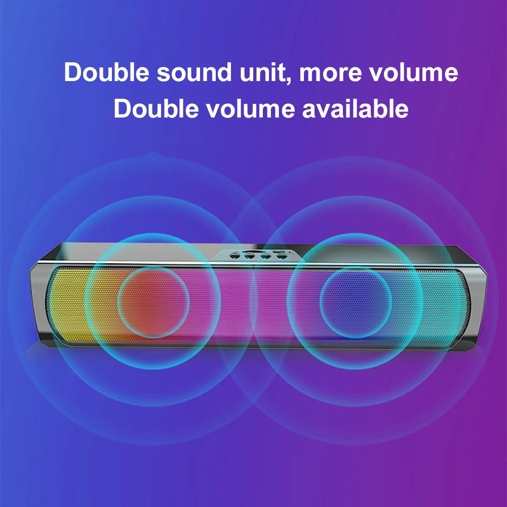 Portable Computer Sound Bar Speakers RGB Bluetooth-Compatible 5.0 Soundbar Stereo Subwoofer for Desktop Monitor PC Laptop Tablet