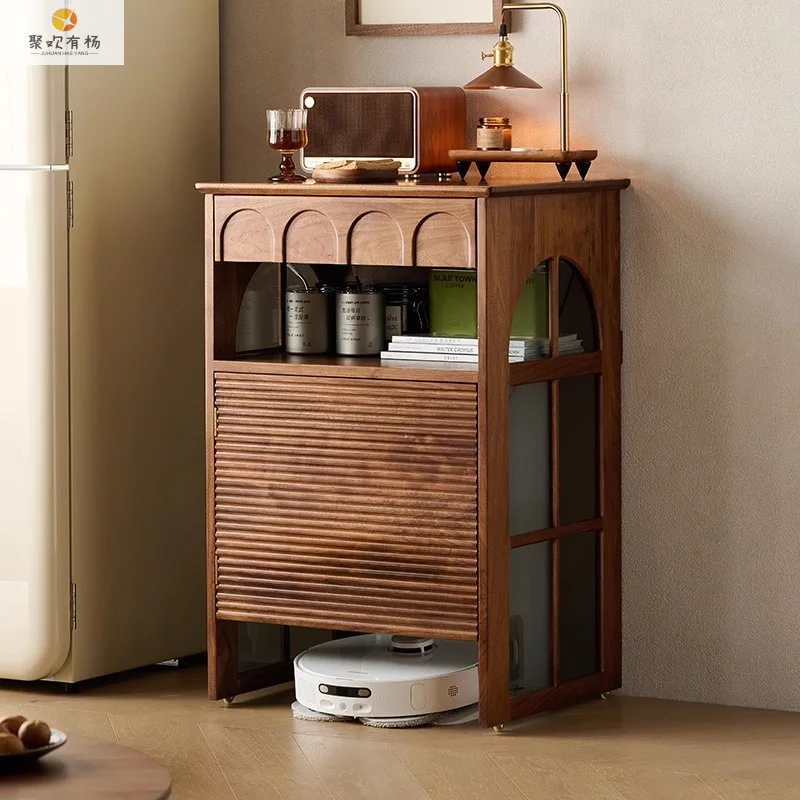 Sweeper Base Station Cabinet Living Room Solid Wood Sweeper Robot Hidden Multifunctional Storage Cabinet Side Cabinet Tea and Wa