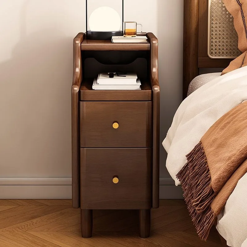 

Прикроватная тумбочка из цельного дерева, современная, простая, с полкой, ультраузкий шкафчик для спальни, маленький шкафчик для хранения вещей.