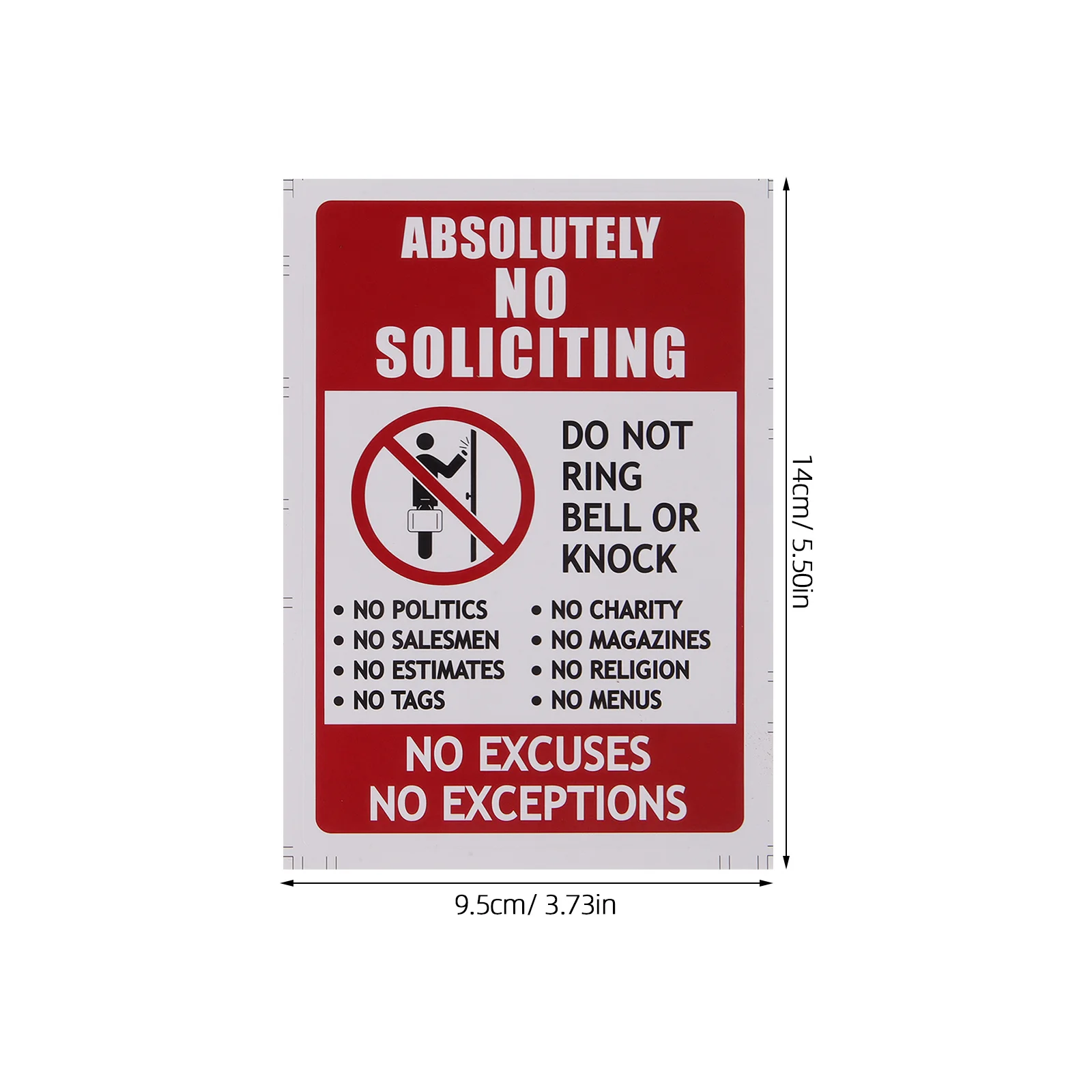 Pegatinas de puerta sin solicita, señales adhesivas de PVC duraderas para puerta delantera, aviso Visible, sin señales de solicitación para el hogar, 2 uds.